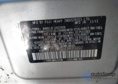 2014 Subaru Forester 2.5I Premium из США, поврежденный, VIN JF2SJAEC0EH523897